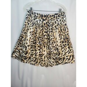 White House Black Market Leopard Print Skirt Black & Tan Size 8 Summer